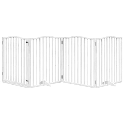 Dog Gate with Door Foldable 4 Panels White 320 cm Poplar Wood