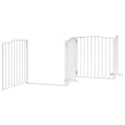 Dog Gate with Door Foldable 4 Panels White 320 cm Poplar Wood