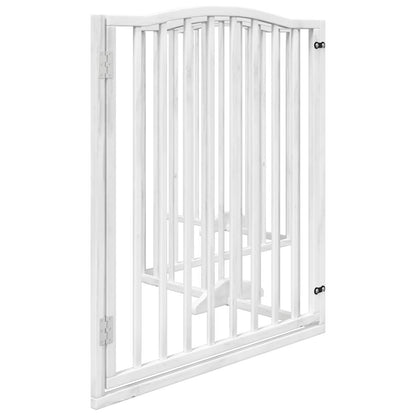 Dog Gate with Door Foldable 4 Panels White 320 cm Poplar Wood