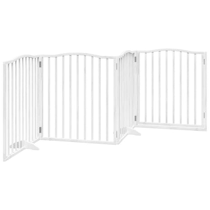 Dog Gate with Door Foldable 4 Panels White 320 cm Poplar Wood