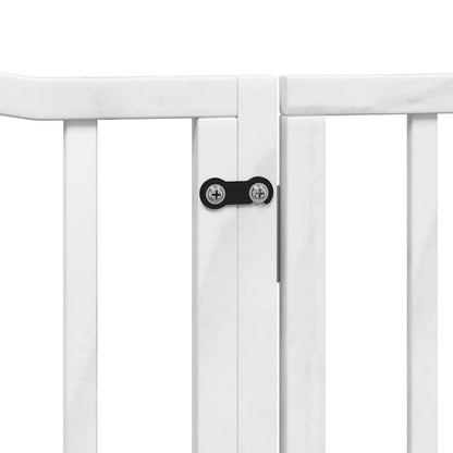 Dog Gate with Door Foldable 4 Panels White 320 cm Poplar Wood