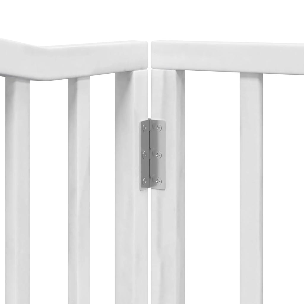Dog Gate with Door Foldable 4 Panels White 320 cm Poplar Wood