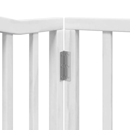 Dog Gate with Door Foldable 4 Panels White 320 cm Poplar Wood