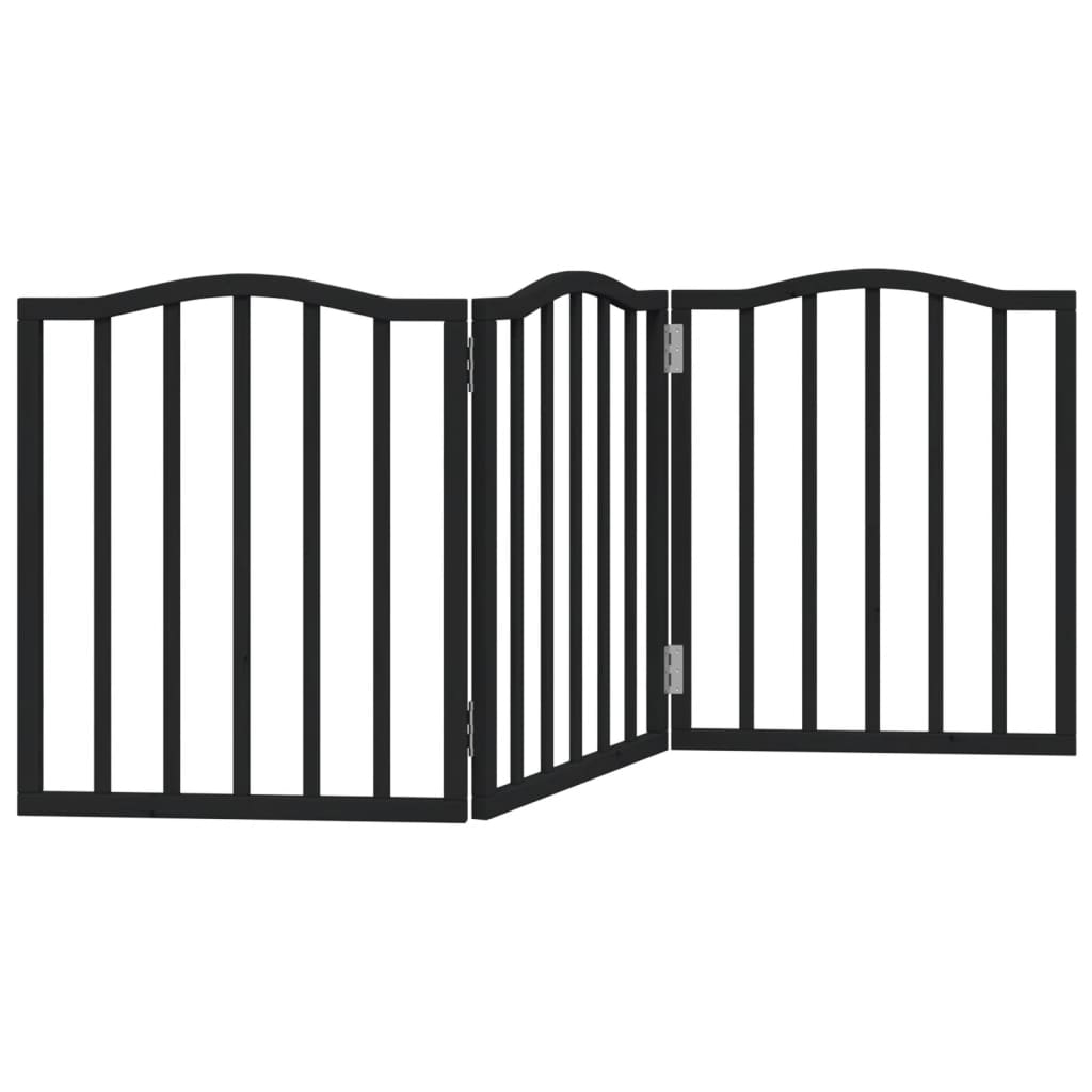 Dog Gate Foldable 3 Panels Black 150 cm Poplar Wood
