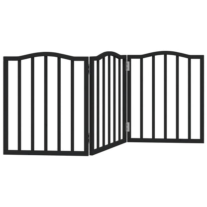 Dog Gate Foldable 3 Panels Black 150 cm Poplar Wood