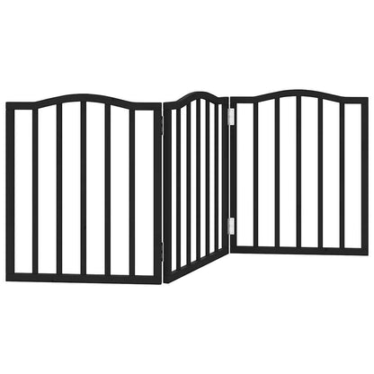 Dog Gate Foldable 3 Panels Black 150 cm Poplar Wood