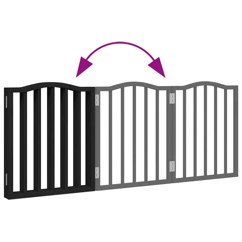 Dog Gate Foldable 3 Panels Black 150 cm Poplar Wood