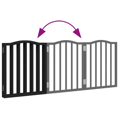 Dog Gate Foldable 3 Panels Black 150 cm Poplar Wood