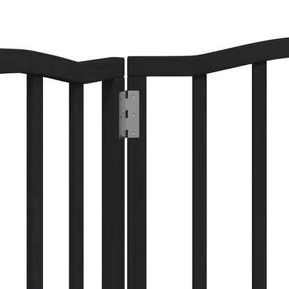 Dog Gate Foldable 3 Panels Black 150 cm Poplar Wood