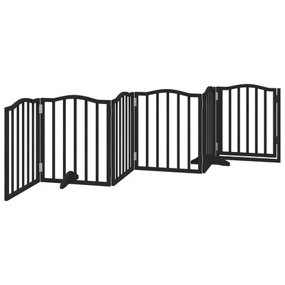 Dog Gate with Door Foldable 6 Panels Black 300 cm Poplar Wood