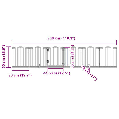 Dog Gate with Door Foldable 6 Panels Black 300 cm Poplar Wood