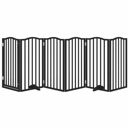 Dog Gate with Door Foldable 6 Panels Black 300 cm Poplar Wood