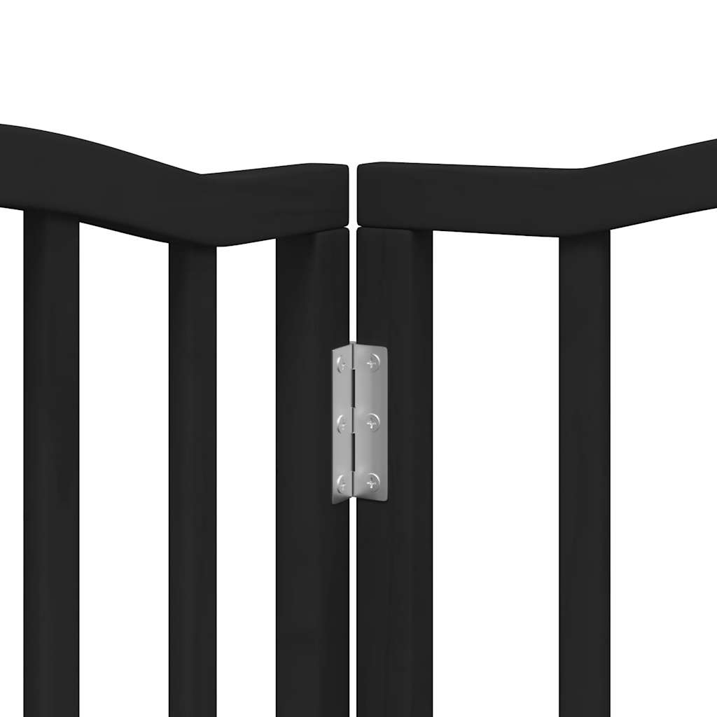 Dog Gate with Door Foldable 6 Panels Black 300 cm Poplar Wood