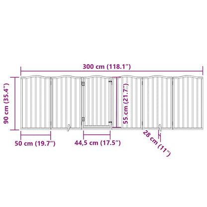 Dog Gate with Door Foldable 6 Panels Black 300 cm Poplar Wood