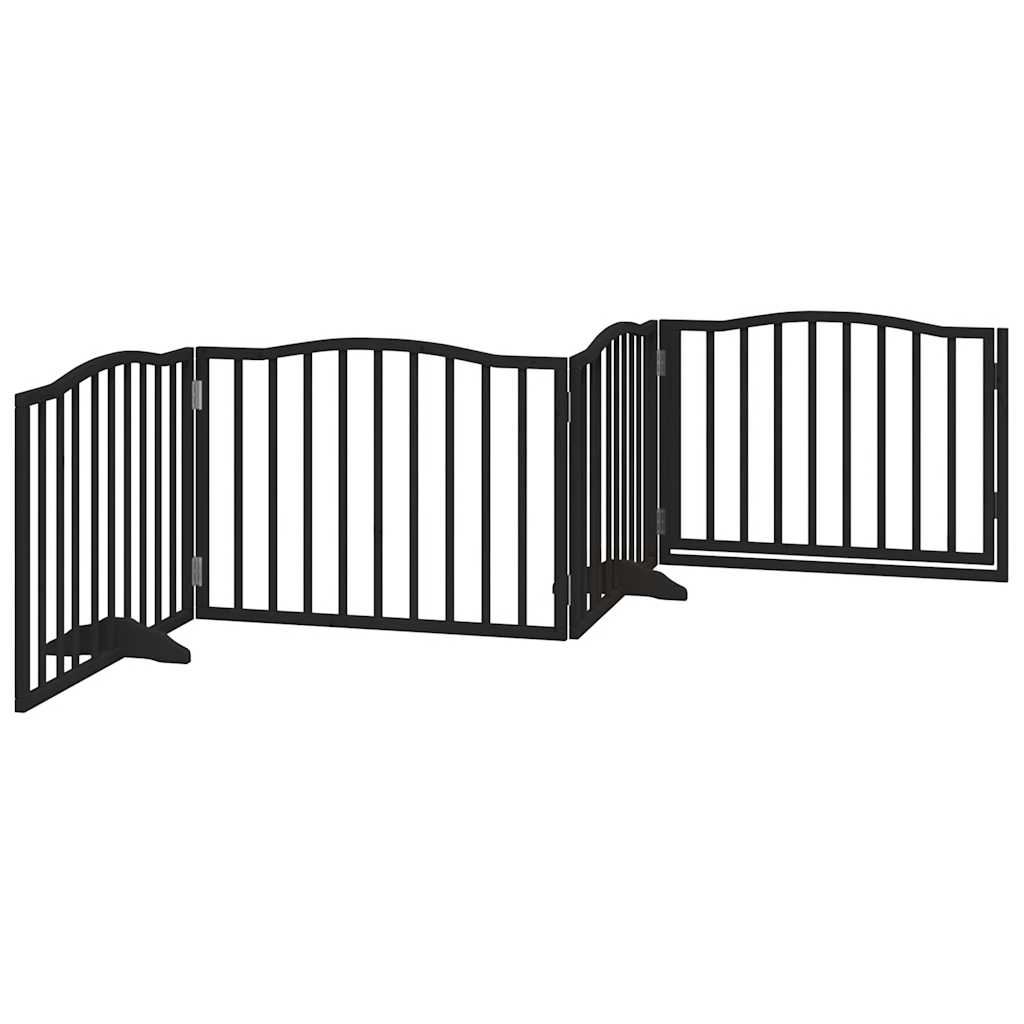 Dog Gate with Door Foldable 4 Panels Black 320 cm Poplar Wood