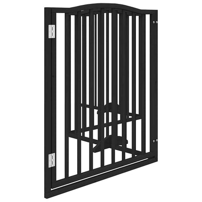 Dog Gate with Door Foldable 4 Panels Black 320 cm Poplar Wood