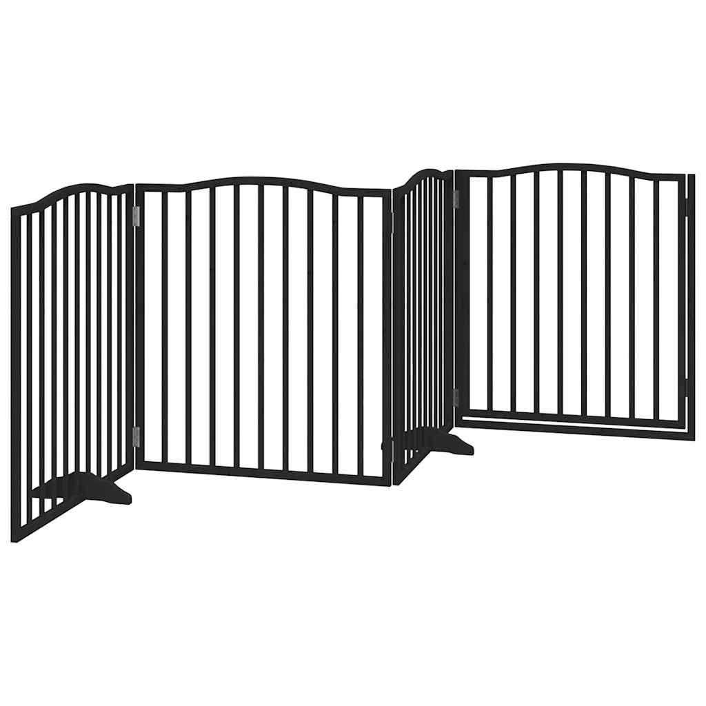 Dog Gate with Door Foldable 4 Panels Black 320 cm Poplar Wood