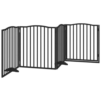 Dog Gate with Door Foldable 4 Panels Black 320 cm Poplar Wood