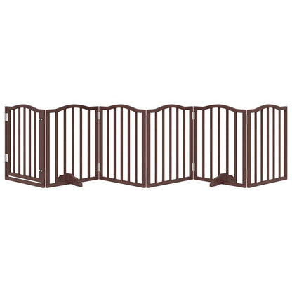Dog Gate with Door Foldable 6 Panels Brown Oak 300 cm Poplar Wood