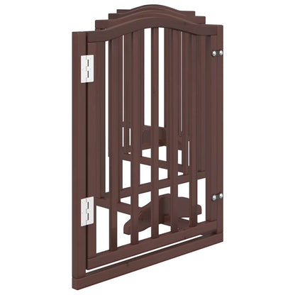 Dog Gate with Door Foldable 6 Panels Brown Oak 300 cm Poplar Wood