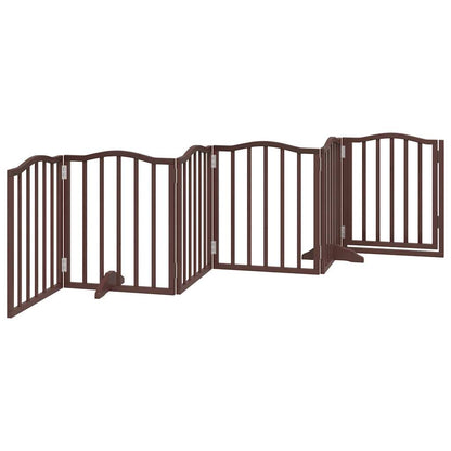 Dog Gate with Door Foldable 6 Panels Brown Oak 300 cm Poplar Wood