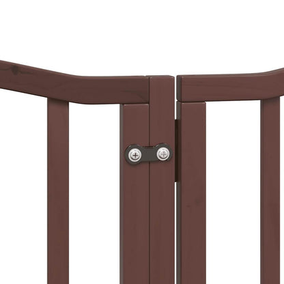 Dog Gate with Door Foldable 6 Panels Brown Oak 300 cm Poplar Wood