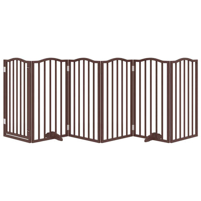 Dog Gate with Door Foldable 6 Panels Brown Oak 300 cm Poplar Wood