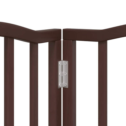 Dog Gate with Door Foldable 6 Panels Brown Oak 300 cm Poplar Wood