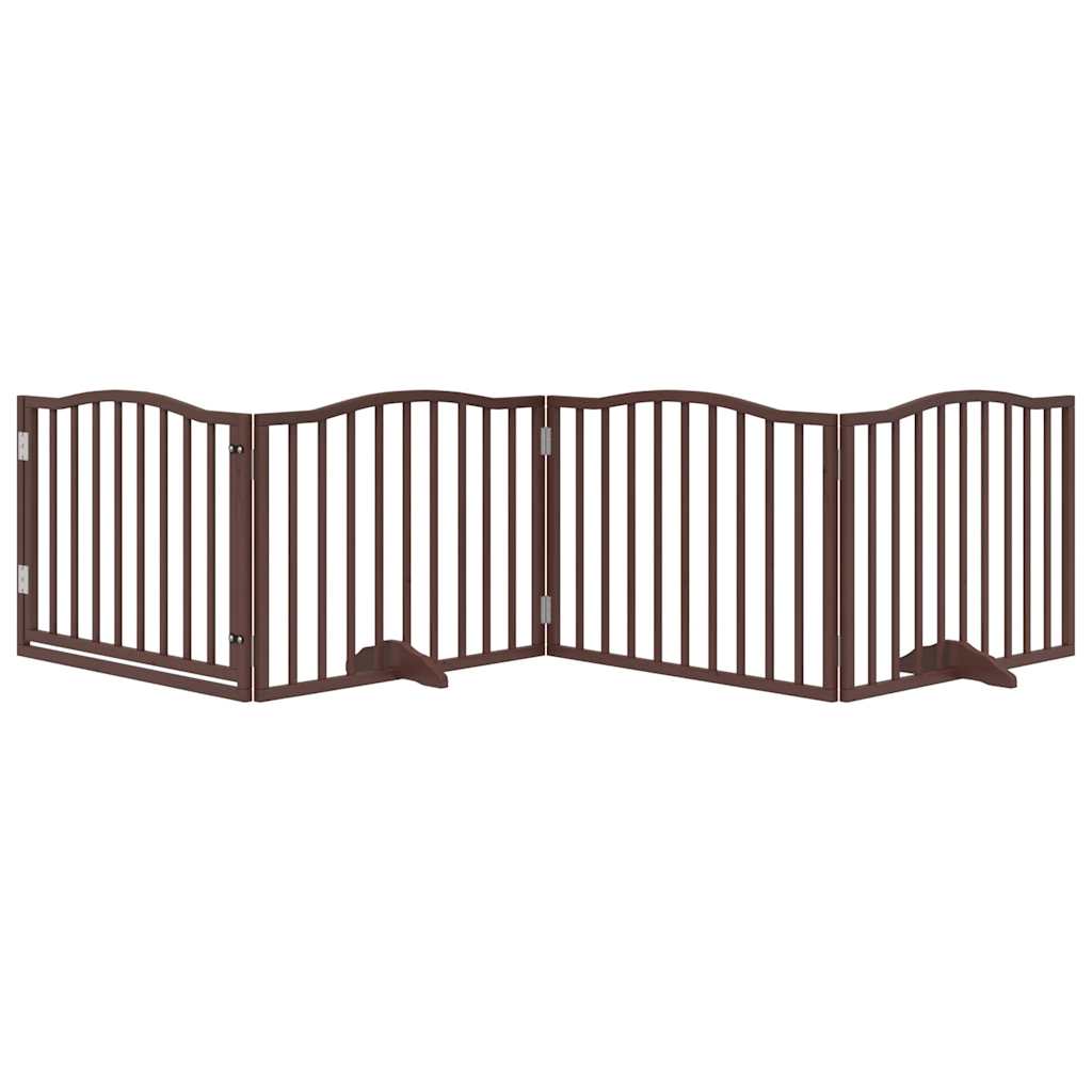 Dog Gate with Door Foldable 4 Panels Brown Oak 320 cm Poplar Wood