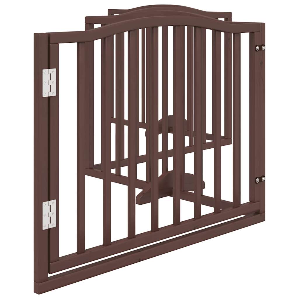 Dog Gate with Door Foldable 4 Panels Brown Oak 320 cm Poplar Wood