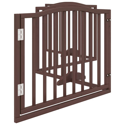 Dog Gate with Door Foldable 4 Panels Brown Oak 320 cm Poplar Wood
