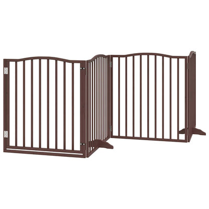 Dog Gate with Door Foldable 4 Panels Brown Oak 320 cm Poplar Wood