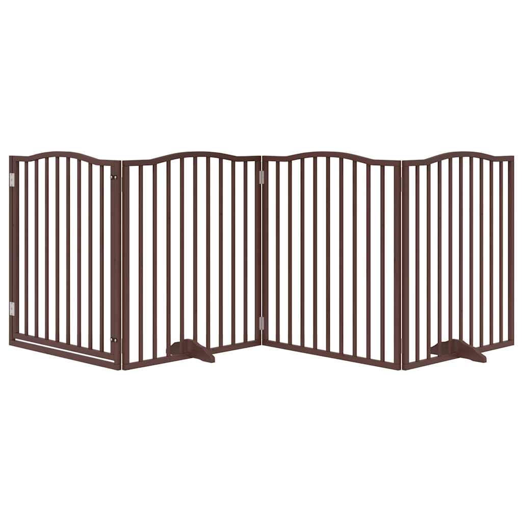 Dog Gate with Door Foldable 4 Panels Brown Oak 320 cm Poplar Wood
