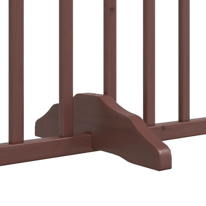 Dog Gate with Door Foldable 4 Panels Brown Oak 320 cm Poplar Wood