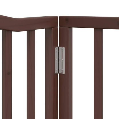 Dog Gate with Door Foldable 4 Panels Brown Oak 320 cm Poplar Wood