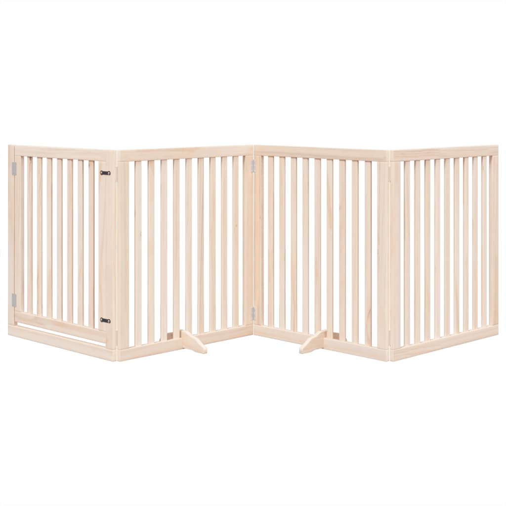 Dog Gate with Door Foldable 4 Panels 320 cm Poplar Wood