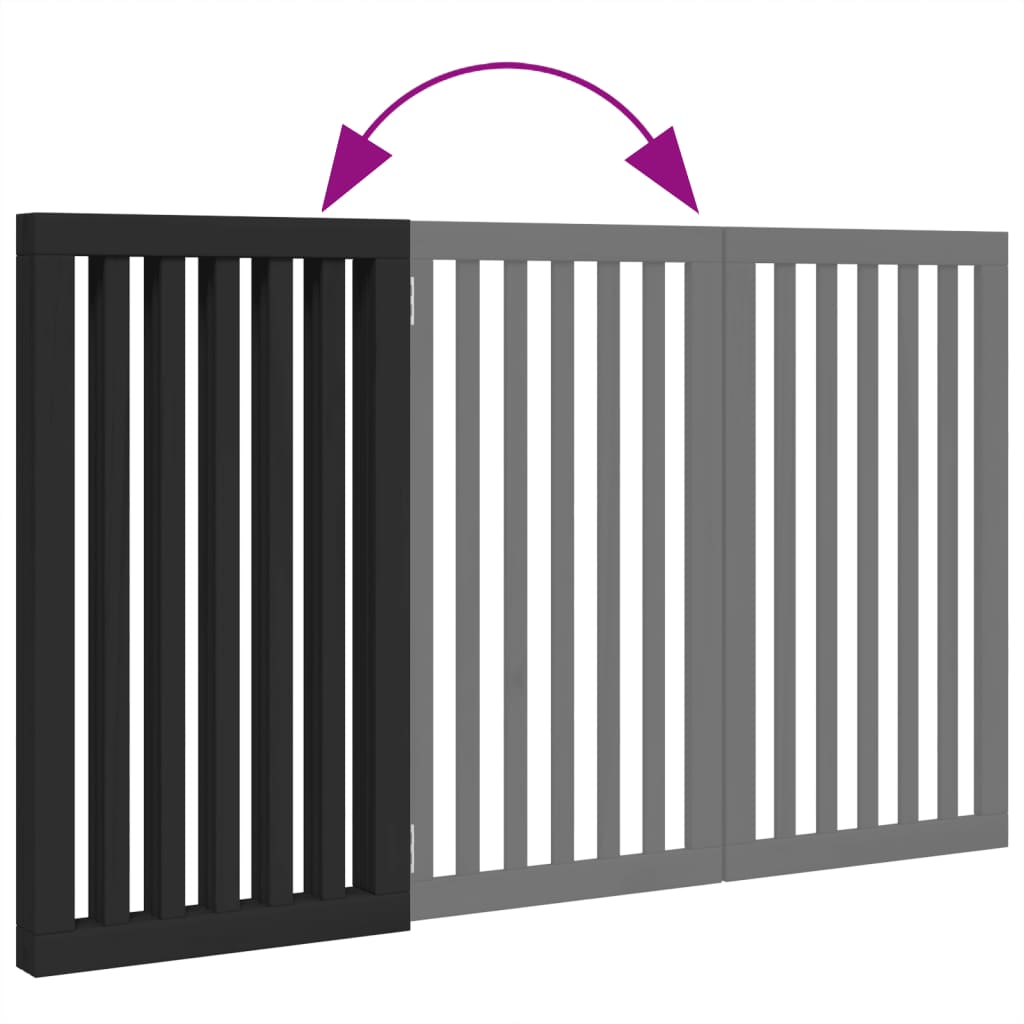 Dog Gate Foldable 3 Panels Black 150 cm Poplar Wood