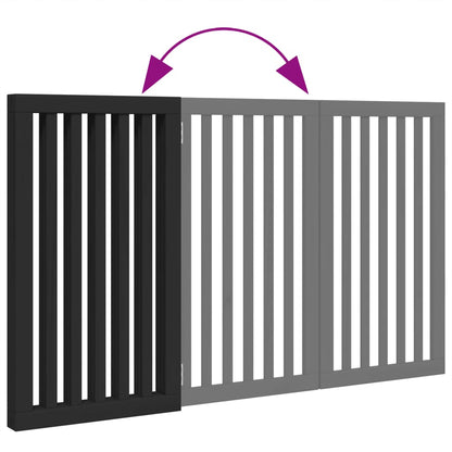 Dog Gate Foldable 3 Panels Black 150 cm Poplar Wood