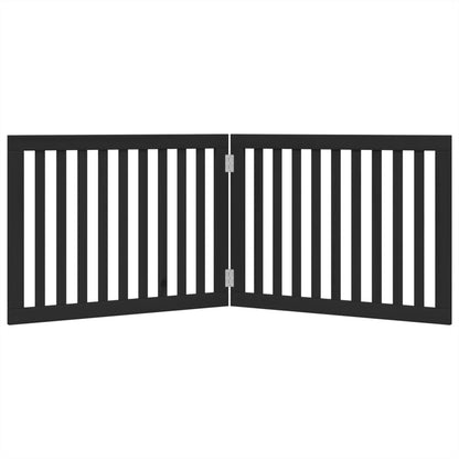 Dog Gate Foldable 2 Panels Black 160 cm Poplar Wood