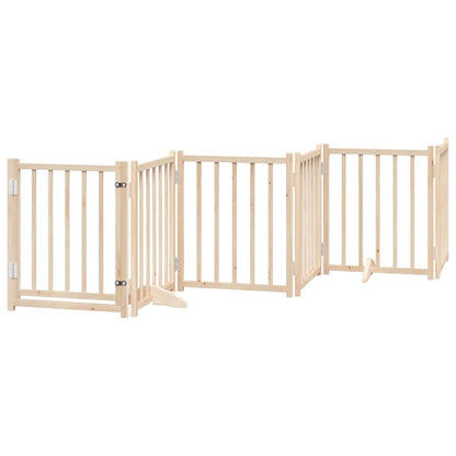 Dog Gate with Door Foldable 6 Panels 300 cm Solid Wood Fir