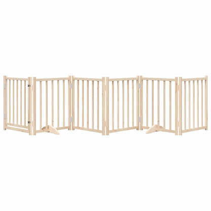 Dog Gate with Door Foldable 6 Panels 300 cm Solid Wood Fir