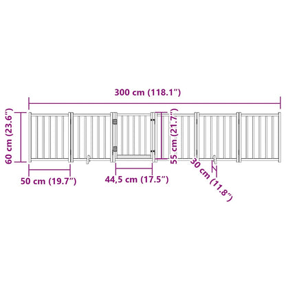 Dog Gate with Door Foldable 6 Panels 300 cm Solid Wood Fir