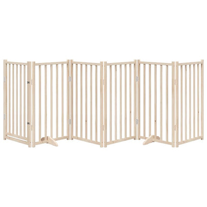 Dog Gate with Door Foldable 6 Panels 300 cm Solid Wood Fir