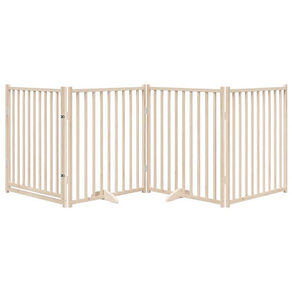 Dog Gate with Door Foldable 4 Panels 320 cm Solid Wood Fir
