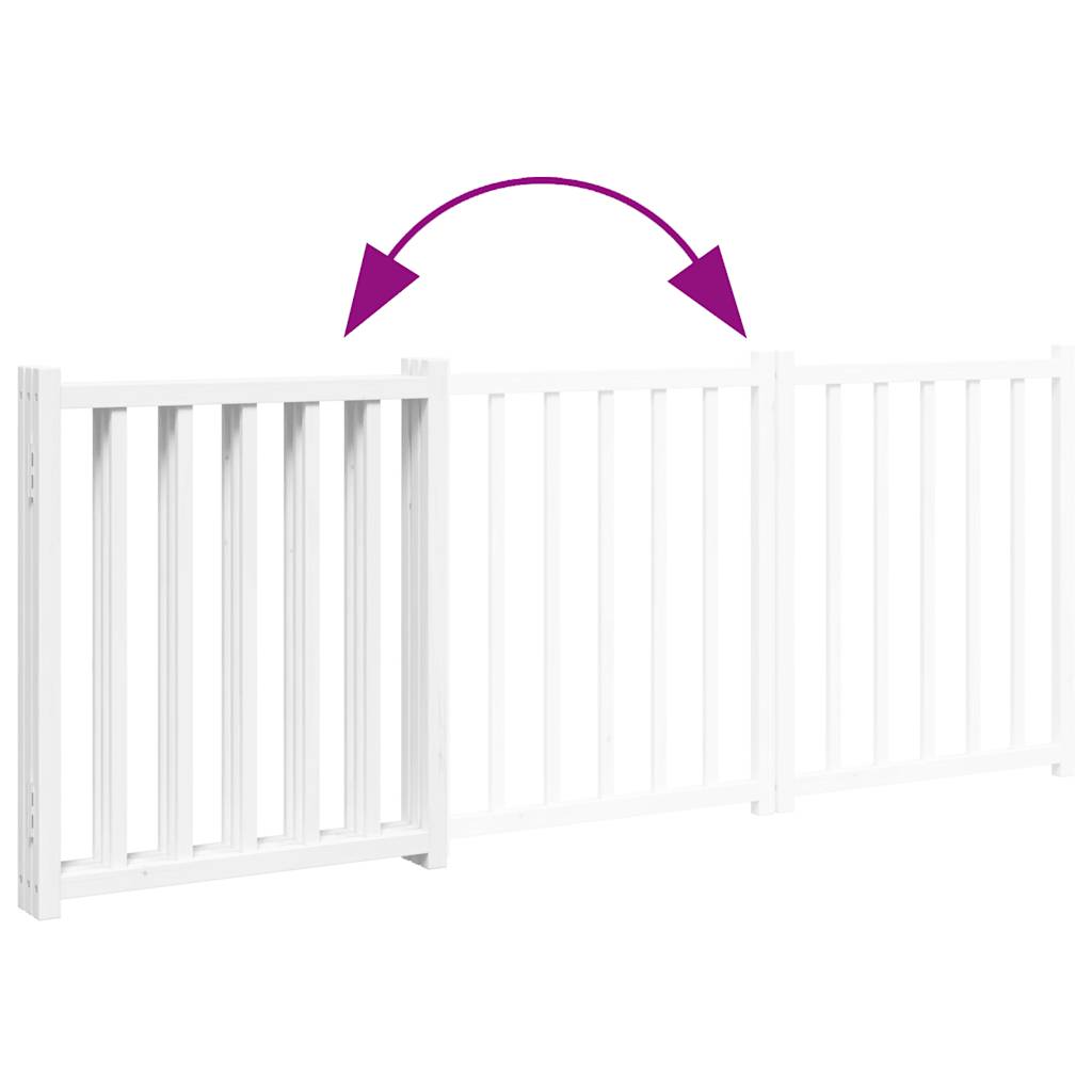 Dog Gate Foldable 3 Panels White 150 cm Solid Wood Fir