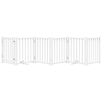 Dog Gate with Door Foldable 6 Panels White 300 cm Solid Wood Fir