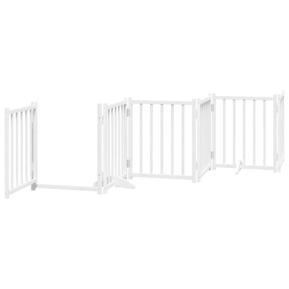 Dog Gate with Door Foldable 6 Panels White 300 cm Solid Wood Fir