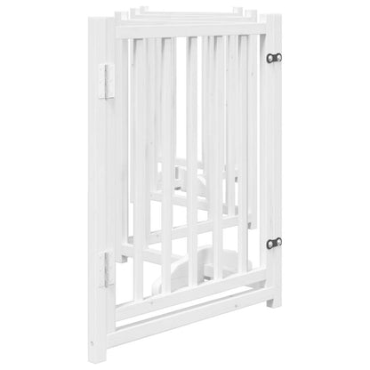 Dog Gate with Door Foldable 6 Panels White 300 cm Solid Wood Fir
