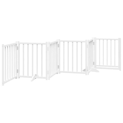 Dog Gate with Door Foldable 6 Panels White 300 cm Solid Wood Fir