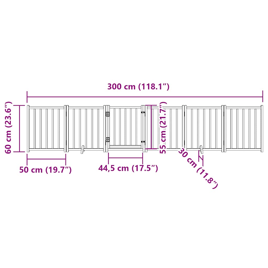 Dog Gate with Door Foldable 6 Panels White 300 cm Solid Wood Fir